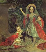 Karl Briullov Portrait of the young princesses volkonsky by a moor china oil painting reproduction